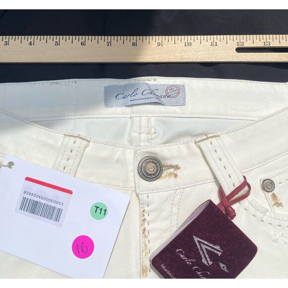 Carlo Chionna Women's Jeans White 28‎ NWT - Picture 3 of 4